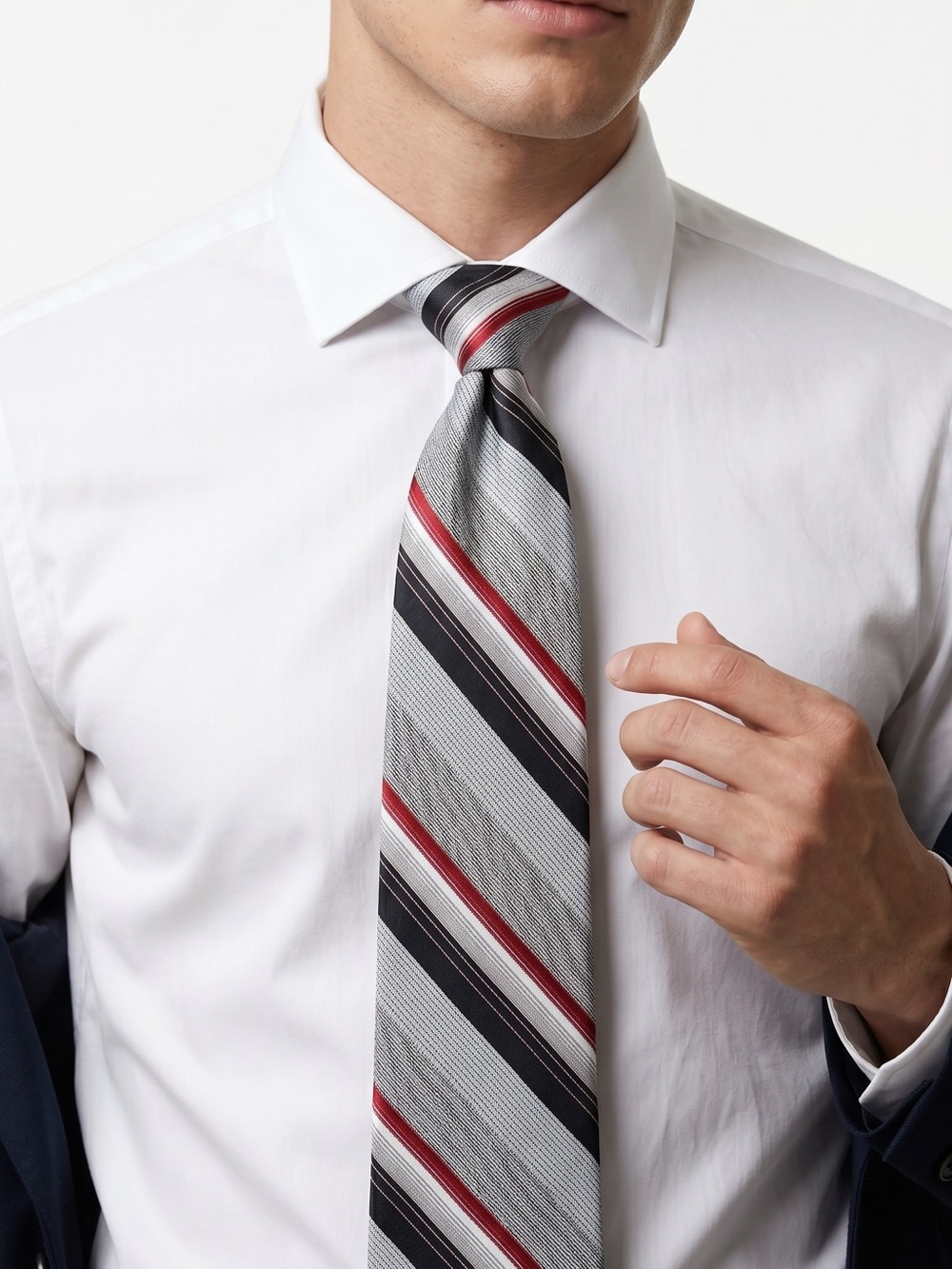 ANTONIO DE MONZA | Vintage Striped Grey Men's Tie
